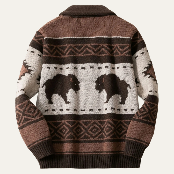 Men | Retro Buffalo Print Cardigan