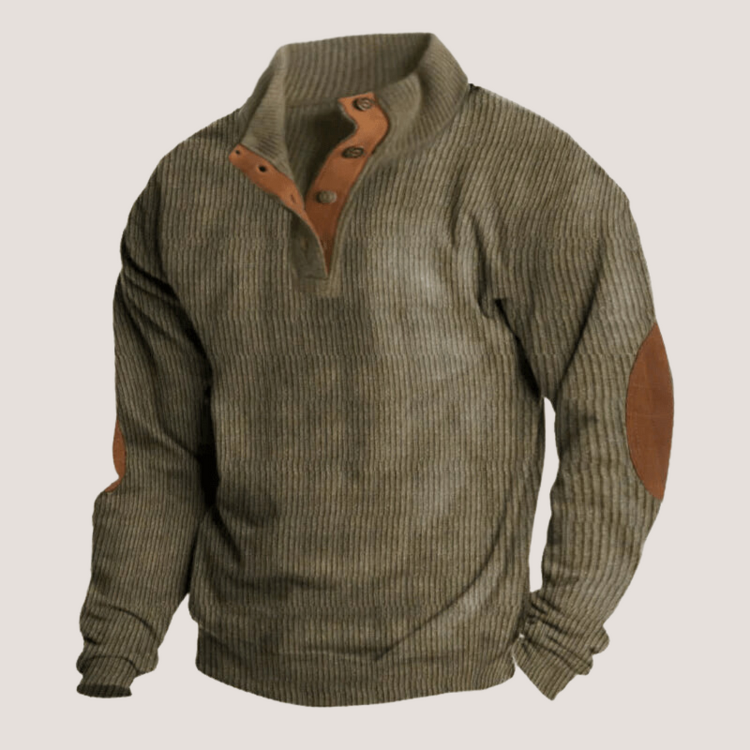 Men | Elbow patch sweater with button-down collar