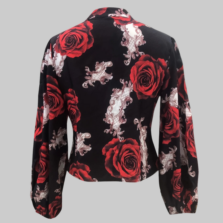 Women | Floral shirt with bow tie