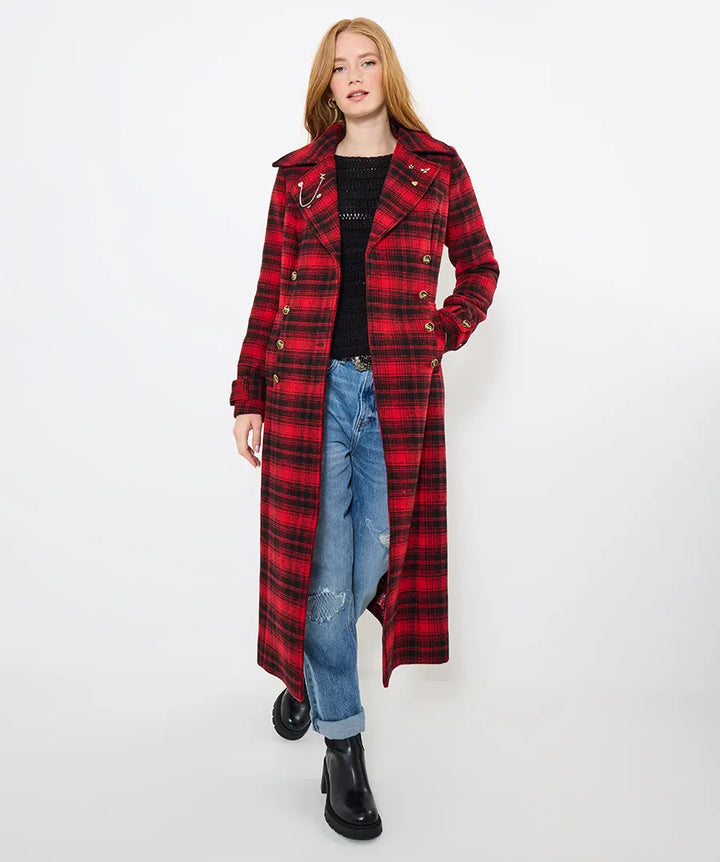 Women | Long Checked Coat