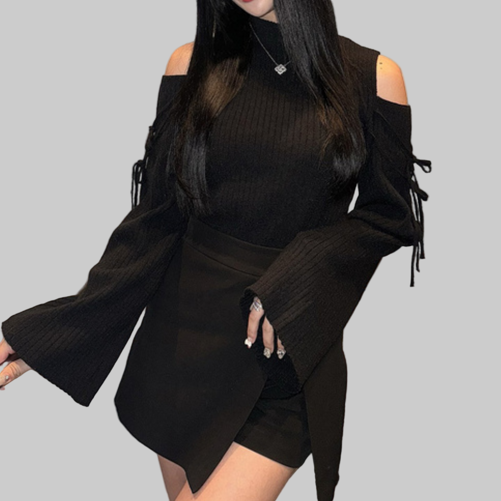 Women | Off-the-shoulder sweater with ribbon