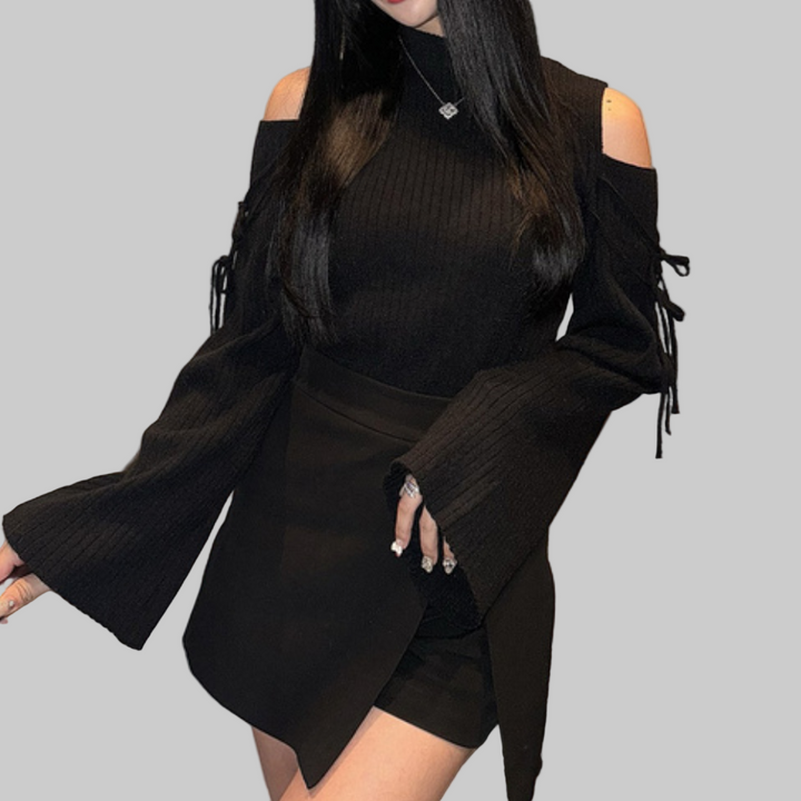 Women | Off-the-shoulder sweater with ribbon