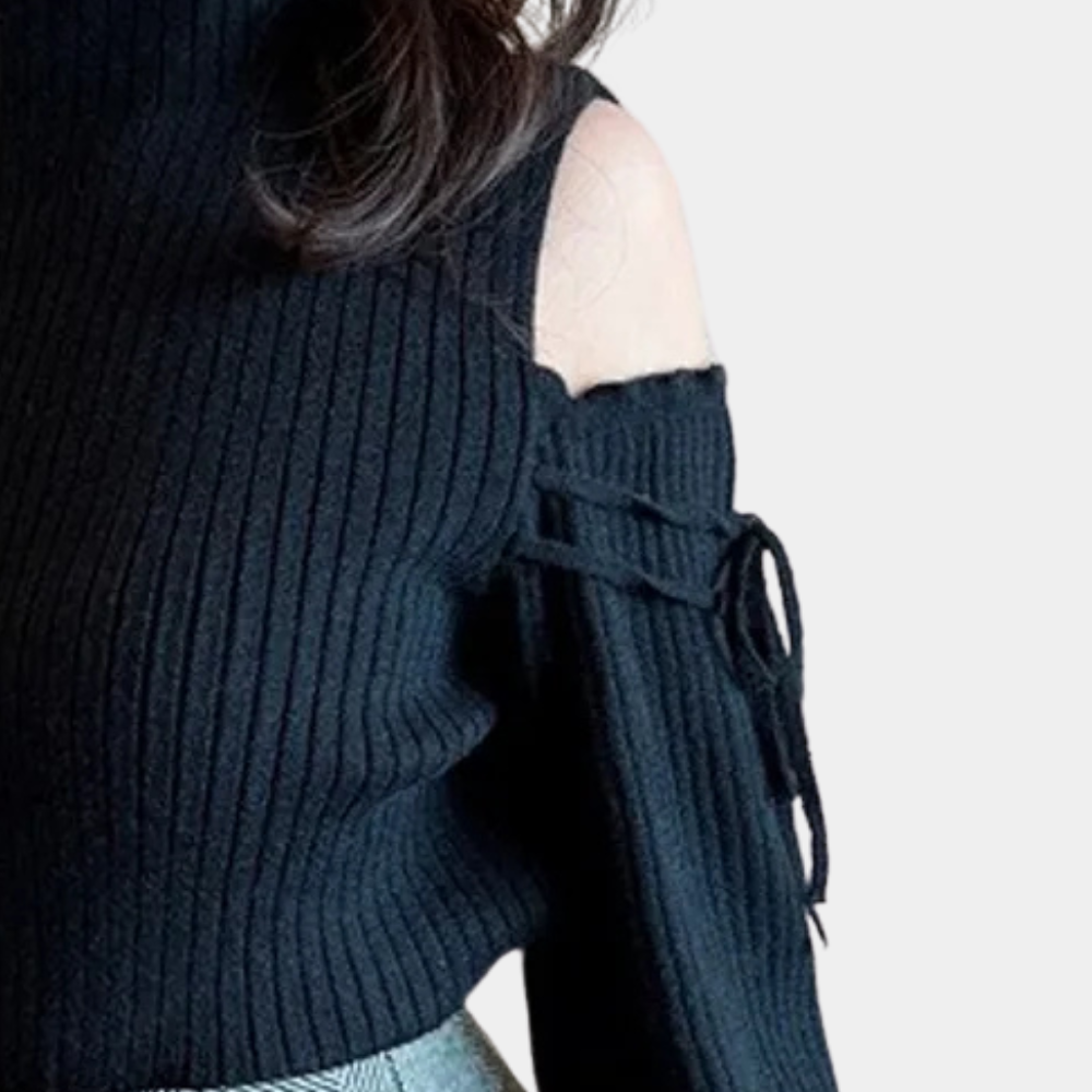 Women | Off-the-shoulder sweater with ribbon