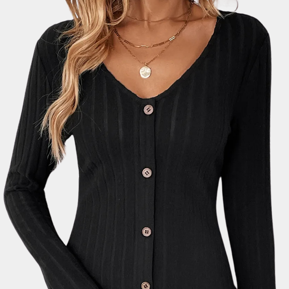 Women | A-line dress with V-neck and buttons