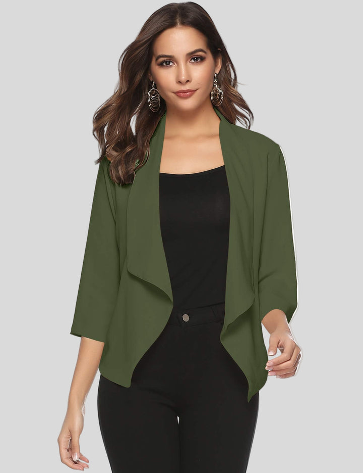 Women | Draped blazer jacket with 3/4 sleeves