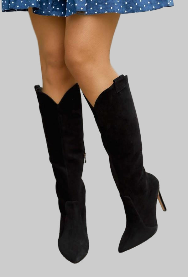 Women | High-heeled boots with pointed toes and zippers